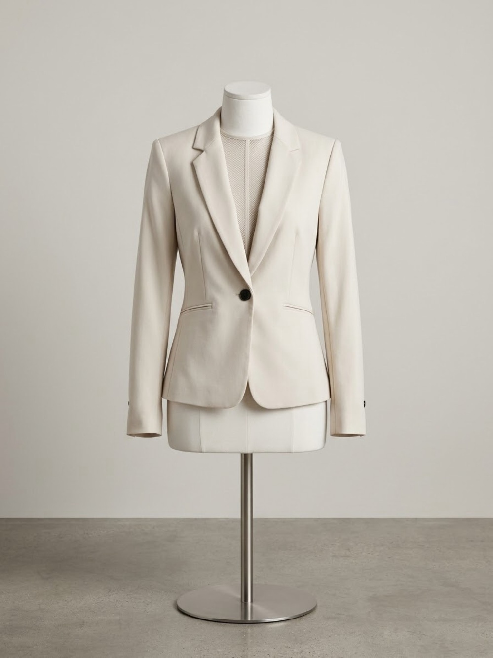 H&M Tailored Single-Button Cream Blazer for Women